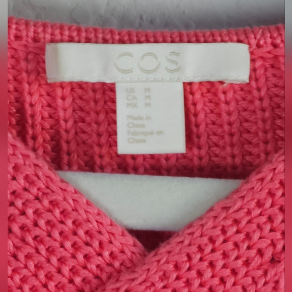 COS Criss Cross Cut Out Jumper Sweater Fisherman 100% Cotton Chunky Knit Medium - Picture 7 of 10